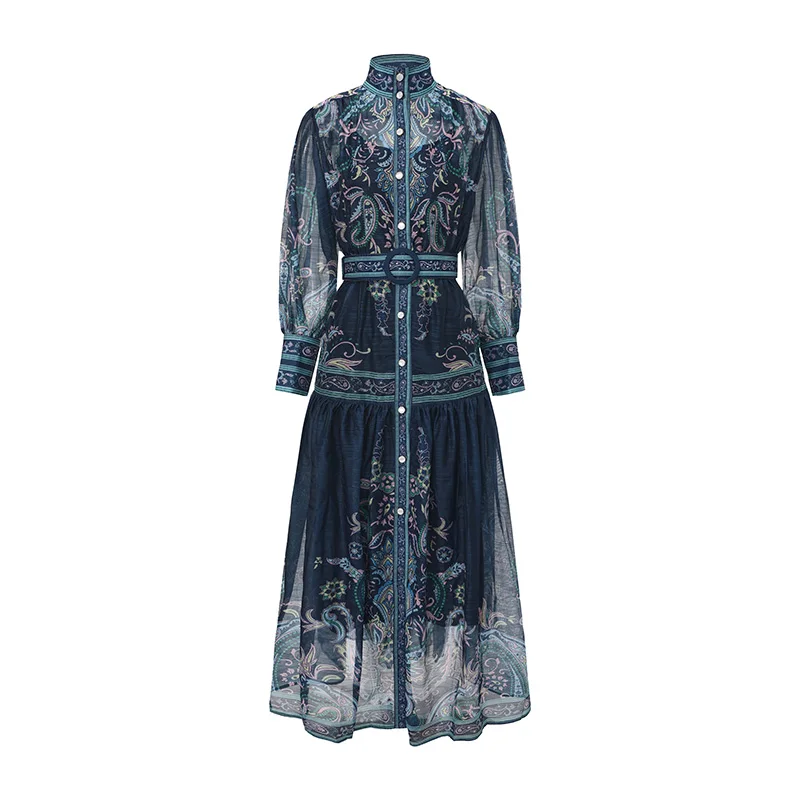 Vintage Chiffon Maxi Dress Women's Spring Summer 2026 Single Breasted A-Line Stand Puff Sleeve Full Dress Elegant Lady Style
Vintage Chiffon Maxi Dress Women's Spring Summer 2026 Single Breasted A-Line Stand Puff Sleeve Full Dress Elegant Lady Style