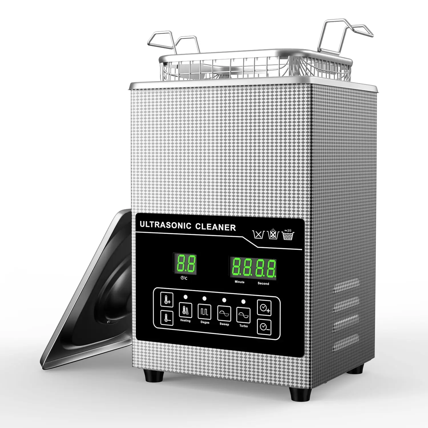 2.5L Ultrasonic Cleaner with Heater & Digital Timer 40KHz Stainless Steel Ultrasonic Jewelry Cleaner for Glasses Dentures
2.5L Ultrasonic Cleaner with Heater & Digital Timer 40KHz Stainless Steel Ultrasonic Jewelry Cleaner for Glasses Dentures