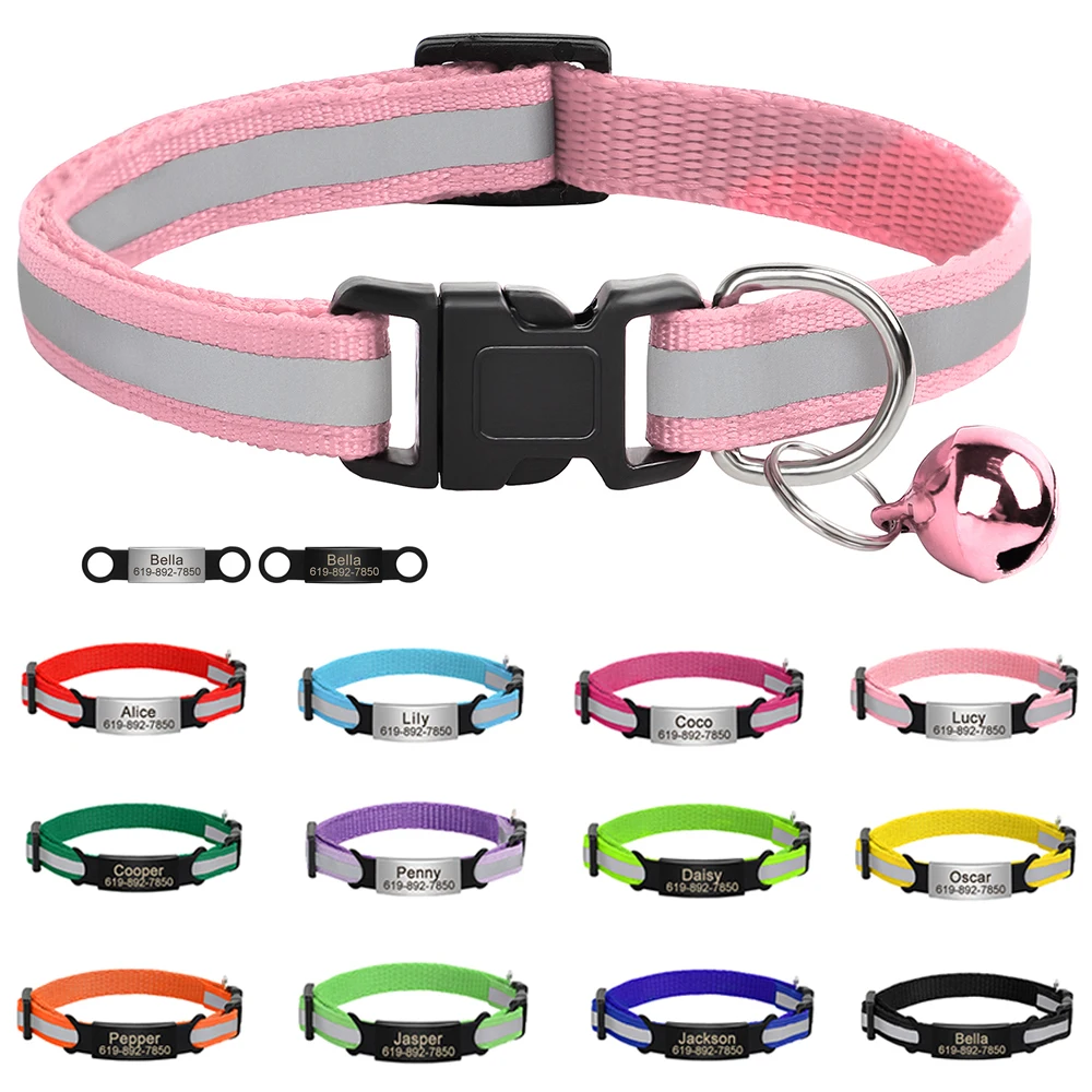 Personalized ID Cat Collar Reflective Small Dog Cats Collars Safety Pet Necklace With ID Tag Bell Accessories For Puppy Kitten
Personalized ID Cat Collar Reflective Small Dog Cats Collars Safety Pet Necklace With ID Tag Bell Accessories For Puppy Kitten