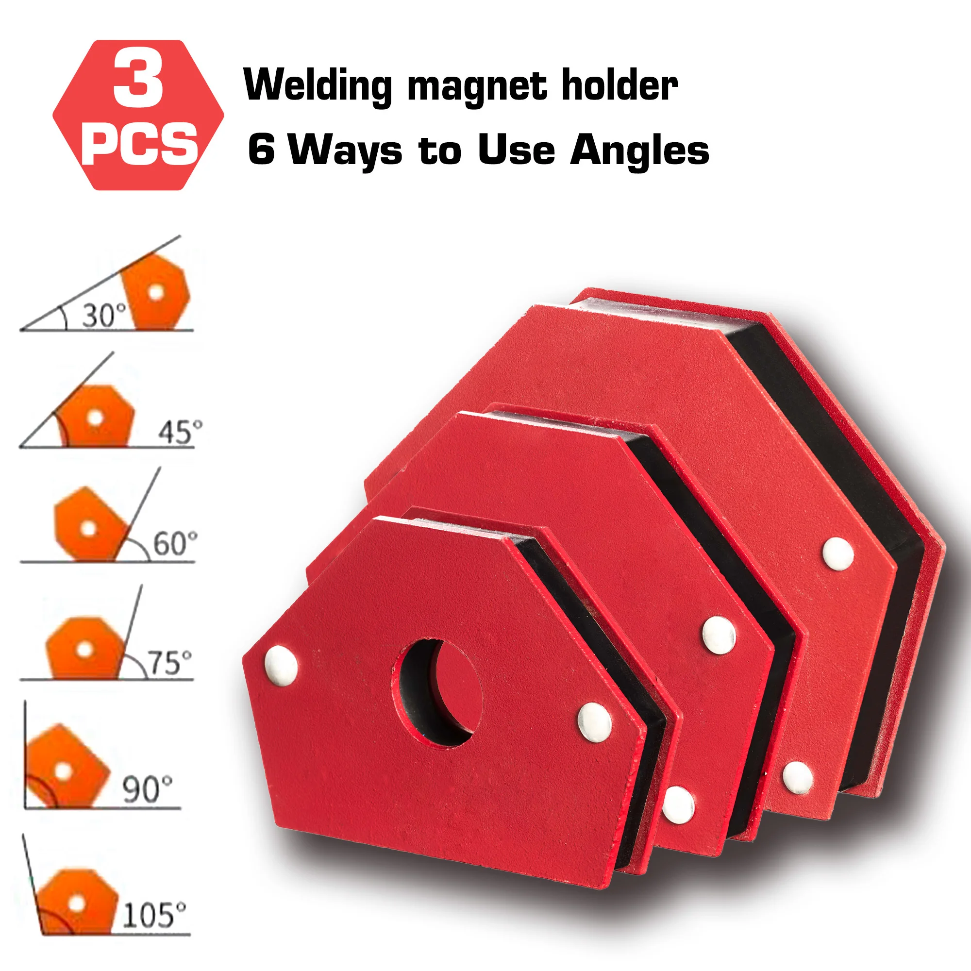 3Pcs Locator, Three Models: 11.3/22.7/34kg, 30 ° /45 ° /60 ° /75 ° /90 ° /105 ° 6-Level Angle Adjustment, Industrial Steel Surface with Red Paint Rust-Proof Treatment, Sturdy and Durable, Firmly Holds Various Metal Workpieces, Allowing for Precise Positio
3Pcs Locator, Three Models: 11.3/22.7/34kg, 30 ° /45 ° /60 ° /75 ° /90 ° /105 ° 6-Level Angle Adjustment, Industrial Steel Surface with Red Paint Rust-Proof Treatment, Sturdy and Durable, Firmly Holds Various Metal Workpieces, Allowing for Precise Positio