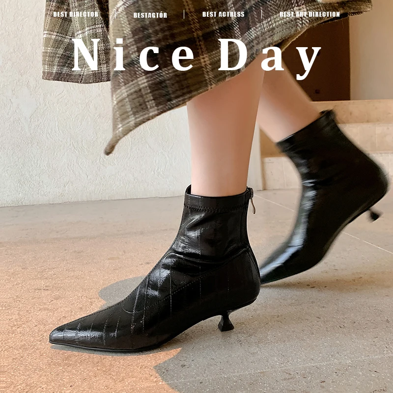 2026, осенне-зимние женские ботильоны, 22-24,5 см, современные ботинки из эластичной микрофибры с узором угрей, узкие ботинки на молнии сзади 
2026, осенне-зимние женские ботильоны, 22-24,5 см, современные ботинки из эластичной микрофибры с узором угрей, узкие ботинки на молнии сзади