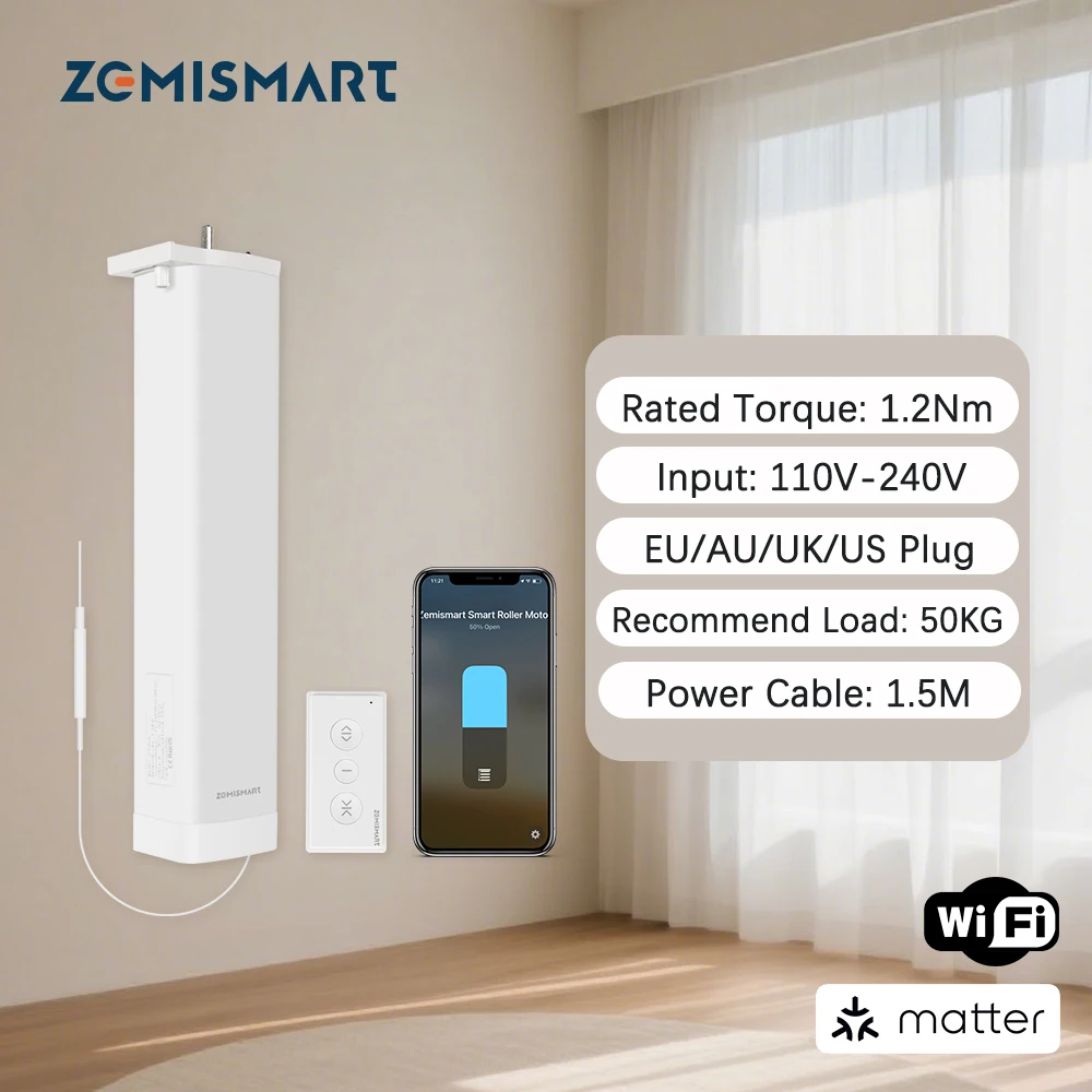 Zemismart 82 Curtain Motor Smart Sliding Curtain Motor Matter WiFi Work with SmartThings Homekit Google Home APP Remote Control
Zemismart 82 Curtain Motor Smart Sliding Curtain Motor Matter WiFi Work with SmartThings Homekit Google Home APP Remote Control