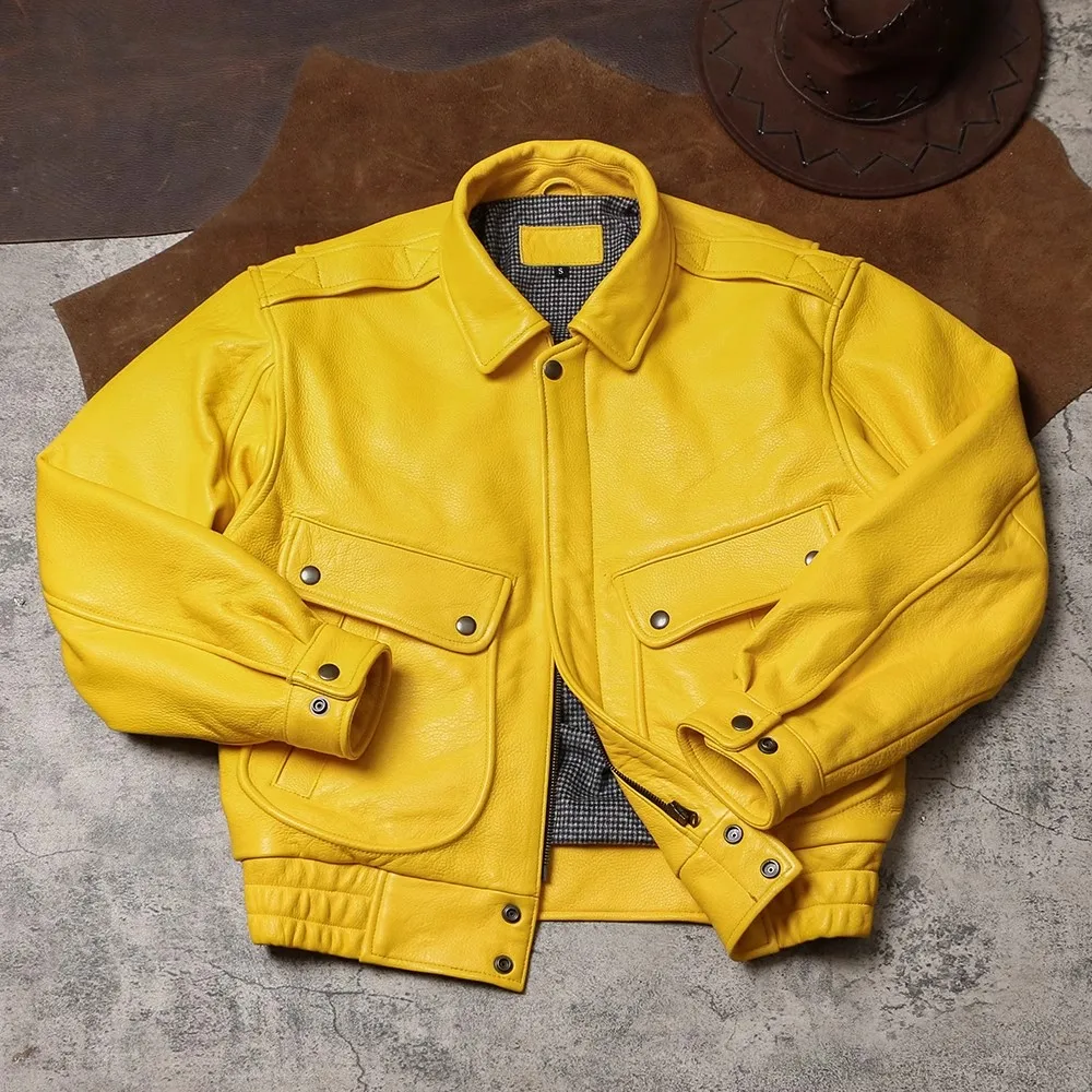 Mauroicardi Spring Autumn Cool Handsome Short Yellow Soft Pu Leather Jacket Men Turn-down Collar Luxury Designer Clothes 2025
Mauroicardi Spring Autumn Cool Handsome Short Yellow Soft Pu Leather Jacket Men Turn-down Collar Luxury Designer Clothes 2025