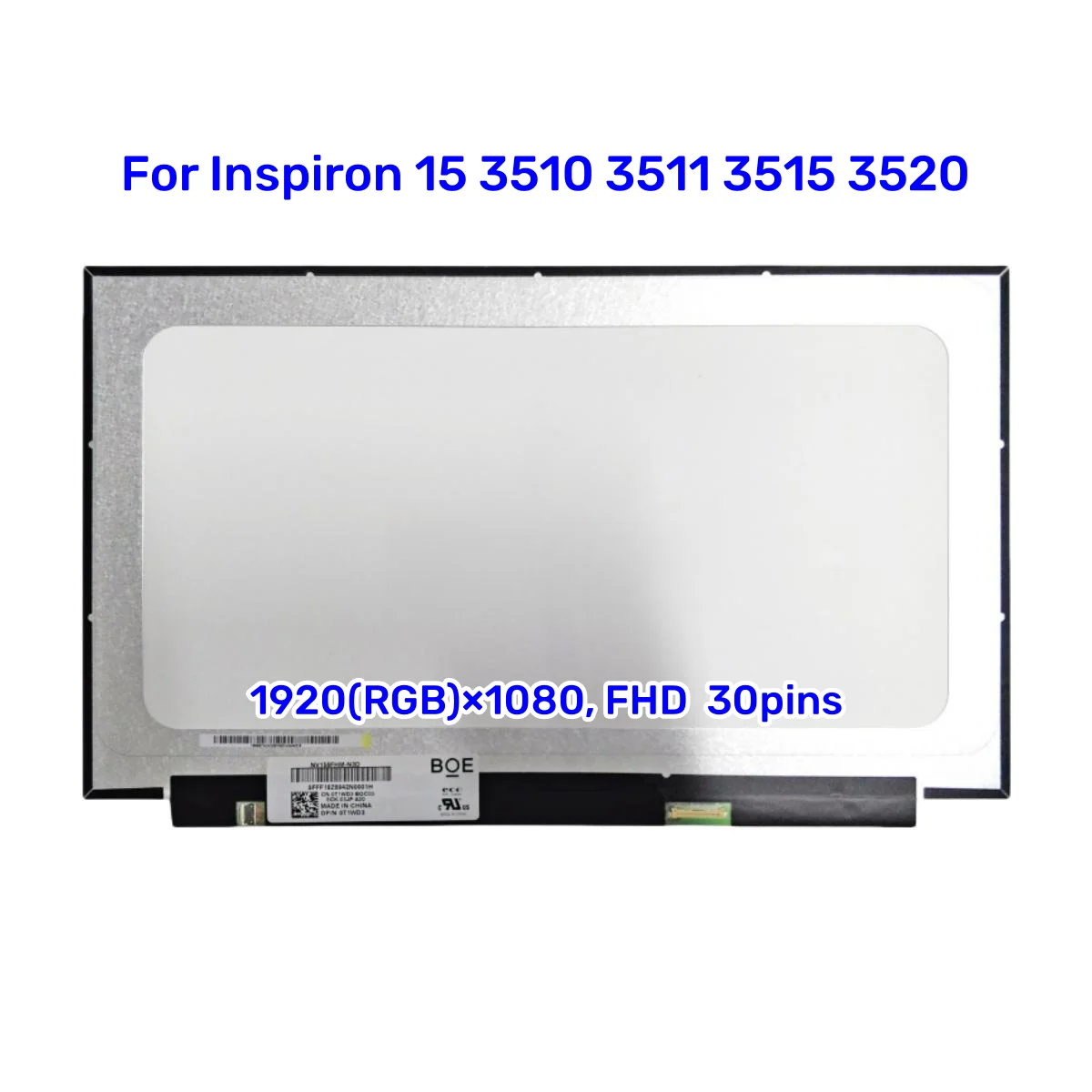 15.6 Inch Laptop Screen For Inspiron 15 3510 3511 3515 3520 FHD Laptop LCD Matrix 1920*1080 EDP 30 Pin IPS
15.6 Inch Laptop Screen For Inspiron 15 3510 3511 3515 3520 FHD Laptop LCD Matrix 1920*1080 EDP 30 Pin IPS