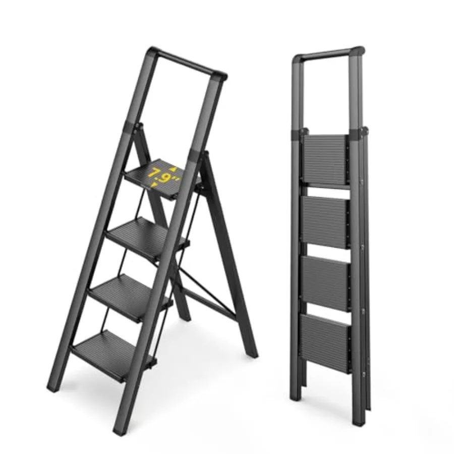 4 Step Ladder for 10 Feet High Ceiling, Lightweight Foldable Ladder with Non-Slip Wide Pedals, Step Stool with Safe Handrail, S
4 Step Ladder for 10 Feet High Ceiling, Lightweight Foldable Ladder with Non-Slip Wide Pedals, Step Stool with Safe Handrail, S