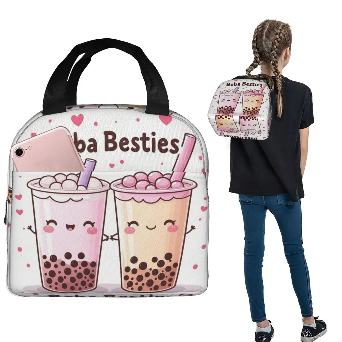 Boba Besties Cute Kawaii Bubble Tea Insulated Lunch Bag for Women Kids Portable Food Boxes Thermal Lunch Box Tote
Boba Besties Cute Kawaii Bubble Tea Insulated Lunch Bag for Women Kids Portable Food Boxes Thermal Lunch Box Tote