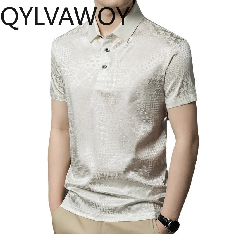 QYLVAWOY Men's Polo Shirts 92% Mulberry Silk T Shirt for Man Short Sleeve Shirt Jacquard Tops Camisas Masculina Business Casual
QYLVAWOY Men's Polo Shirts 92% Mulberry Silk T Shirt for Man Short Sleeve Shirt Jacquard Tops Camisas Masculina Business Casual
