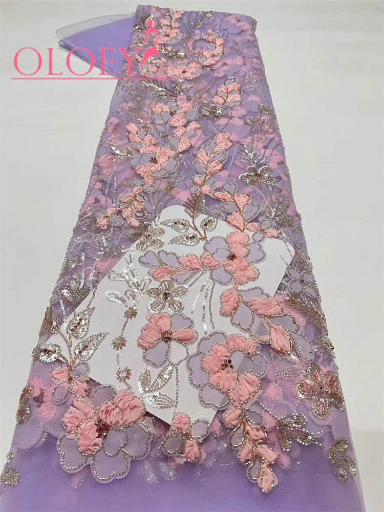 OLOEY 3D Floral Lace Fabric Beaded Sequin High Quality French Nigerian Bridal Wedding Party Dress Material 5 Yards
OLOEY 3D Floral Lace Fabric Beaded Sequin High Quality French Nigerian Bridal Wedding Party Dress Material 5 Yards