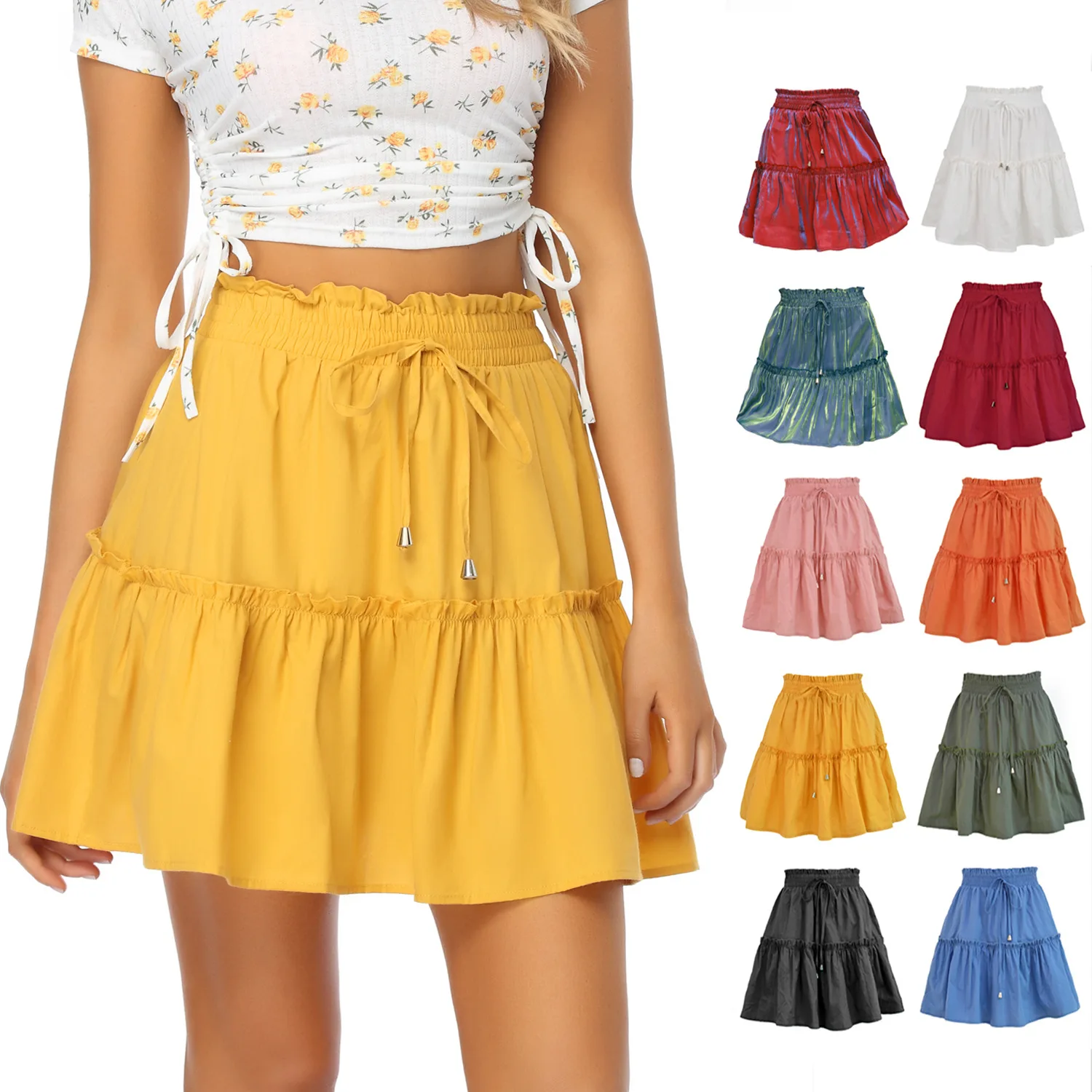 Woman Fashion New Solid Skirts Elastic High Waist Sexy Ruffles Lace Up Mini Skirt Ladies Casual Street Bottom Chic Clothes 2023
Woman Fashion New Solid Skirts Elastic High Waist Sexy Ruffles Lace Up Mini Skirt Ladies Casual Street Bottom Chic Clothes 2023