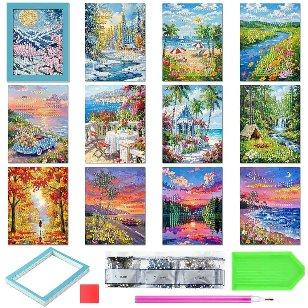 24 Pcs Small Diamond Painting Kits Set Mini Diamond Art Set for Beginners, Full Paint Art 1-Hour Painting for Home Decor Des
24 Pcs Small Diamond Painting Kits Set Mini Diamond Art Set for Beginners, Full Paint Art 1-Hour Painting for Home Decor Des