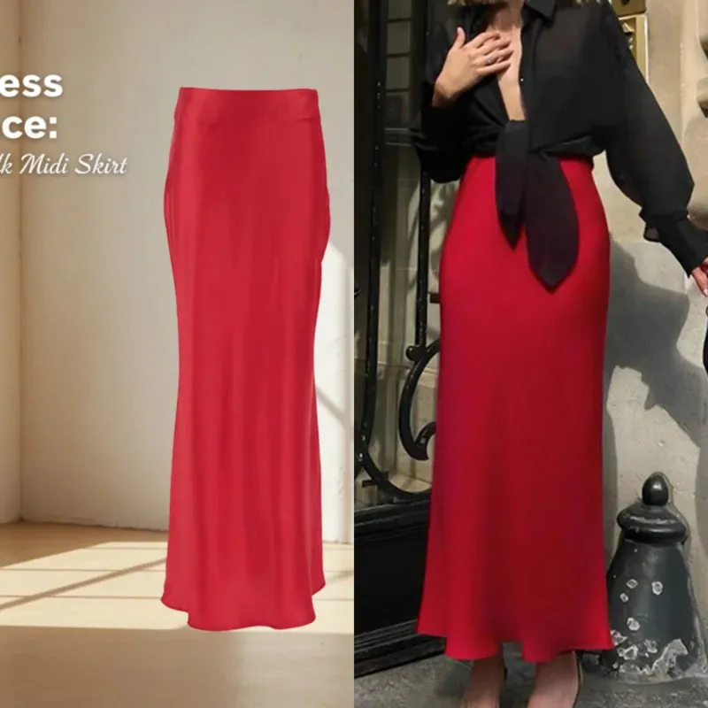 Elegant Red Satin Maxi Skirt For Women High Waist Long Straight Skirt Vacation Beach Wear Summer Fashion Draped Style Bottom New
Elegant Red Satin Maxi Skirt For Women High Waist Long Straight Skirt Vacation Beach Wear Summer Fashion Draped Style Bottom New