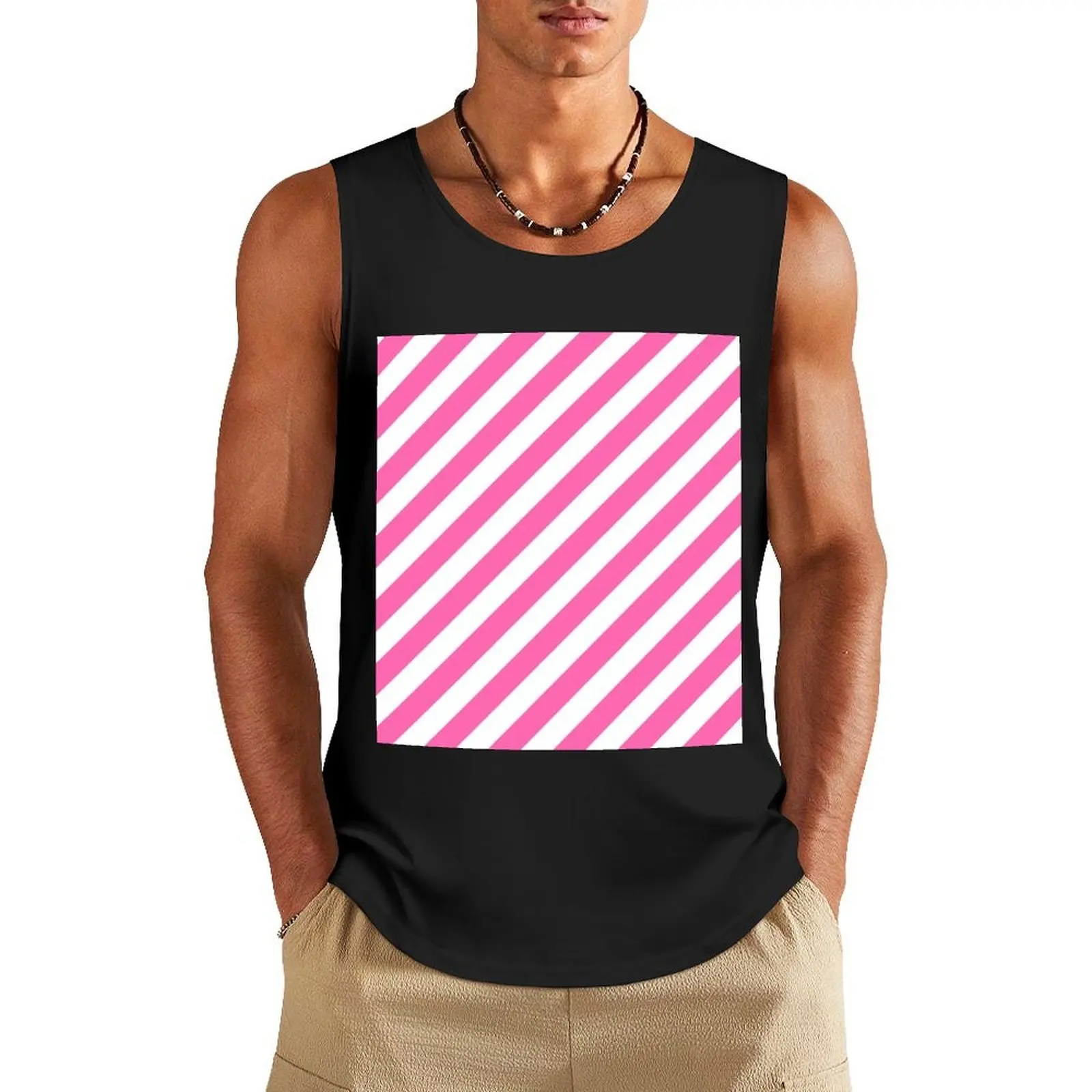 Hot Pink and White Diagonal Stripes Tank Top Men's clothes Men's summer clothes bodybuilding for men Short sleeve
Hot Pink and White Diagonal Stripes Tank Top Men's clothes Men's summer clothes bodybuilding for men Short sleeve