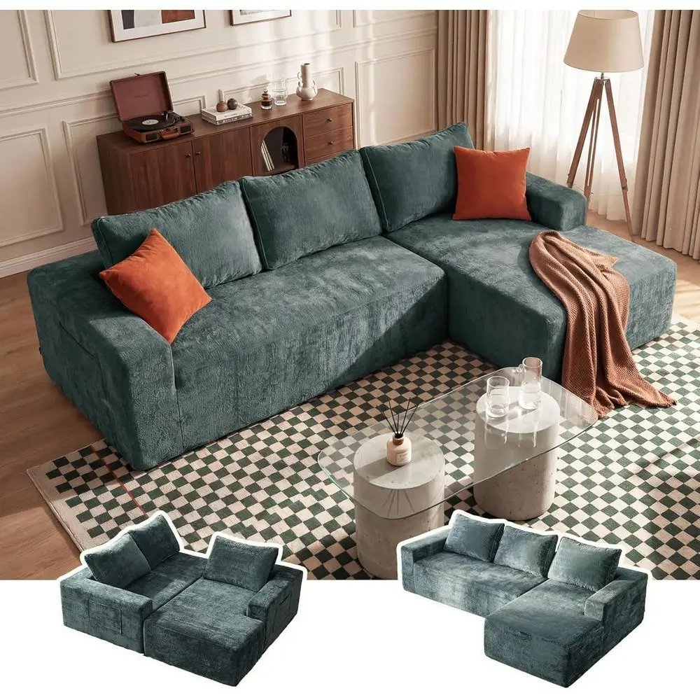 95 L-Shape Sectional Couch with Chaise, Chenille Fabric, Memory Foam, Deep Seat, Green
95 L-Shape Sectional Couch with Chaise, Chenille Fabric, Memory Foam, Deep Seat, Green