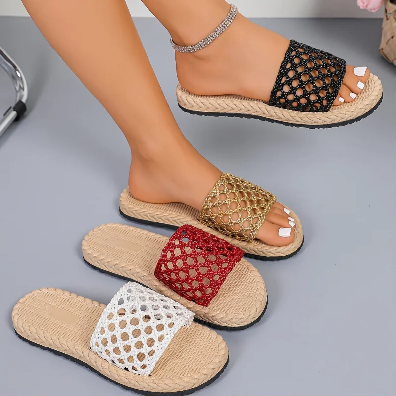 Mesh hollow leather upper with linen sole slippers for all seasons indoor summer cool slippers
Mesh hollow leather upper with linen sole slippers for all seasons indoor summer cool slippers