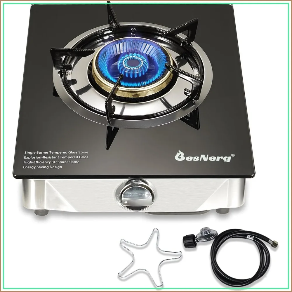 14500 BTU Propane Gas Stove with Auto Ignition, High-Efficiency Heavy-Duty Tempered Glass Cooktop, CSA Regulator & Hose Included for Outdoor Camping Emergency
14500 BTU Propane Gas Stove with Auto Ignition, High-Efficiency Heavy-Duty Tempered Glass Cooktop, CSA Regulator & Hose Included for Outdoor Camping Emergency
