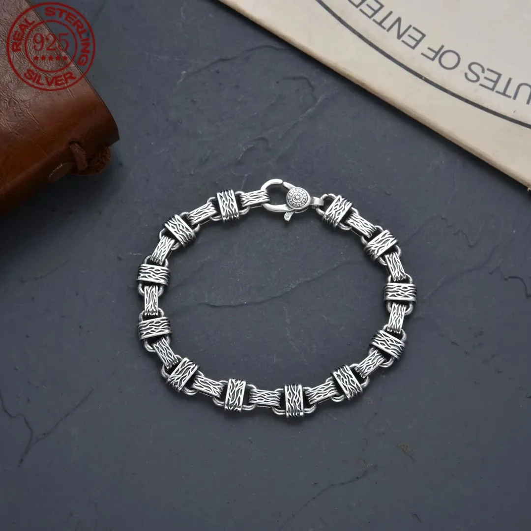 Factory Price 8MM S925 Silver Vintage Handmade Bracelet For Men And Women Stylish Hip Hop Niche Thai Bracelet Jewelry
Factory Price 8MM S925 Silver Vintage Handmade Bracelet For Men And Women Stylish Hip Hop Niche Thai Bracelet Jewelry