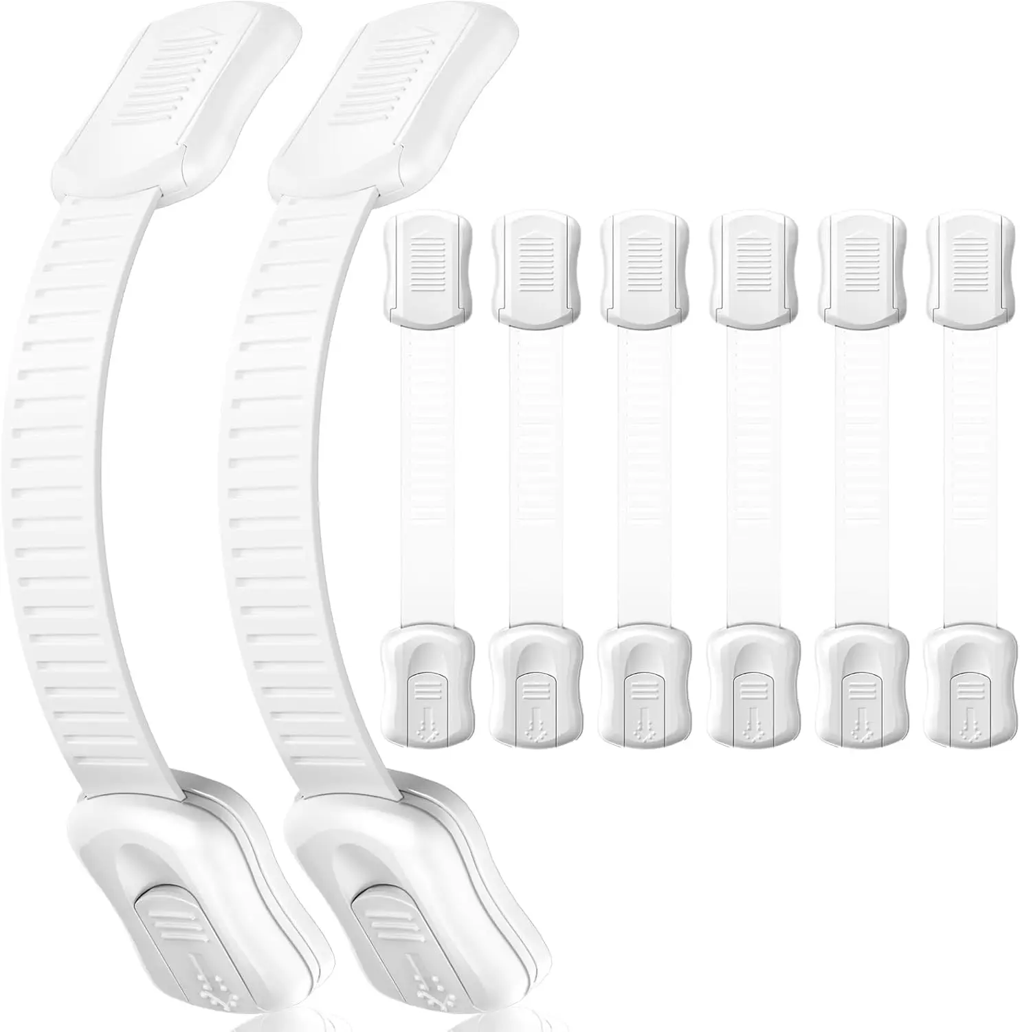8-Pack Adjustable Baby Safety Locks for Drawers, Fridge, Toilet - Easy Install, White
8-Pack Adjustable Baby Safety Locks for Drawers, Fridge, Toilet - Easy Install, White