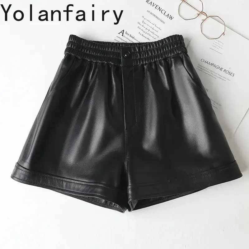 Genuine Sheepskin Leather Shorts Women's Clothing High-waisted Wide Leg Short Pants for Women Black Shorts Women Short Femme
Genuine Sheepskin Leather Shorts Women's Clothing High-waisted Wide Leg Short Pants for Women Black Shorts Women Short Femme