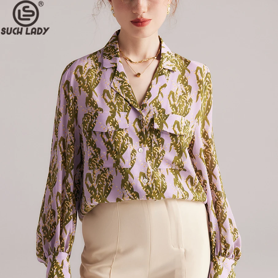100% Natrual Heavy Silk Women's Shirt Turn Down Collar Long Sleeves Printed Front Pockets Elegant Blouse Tops
100% Natrual Heavy Silk Women's Shirt Turn Down Collar Long Sleeves Printed Front Pockets Elegant Blouse Tops