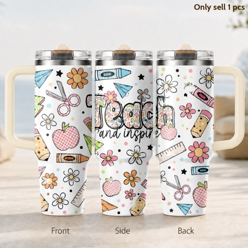 Teacher Life Floral Vacuum Flasks 40oz 3rd Gen Vacuum Insulated Stainless Steel Tumbler Cup With Handle Straw Lid For Gifts
Teacher Life Floral Vacuum Flasks 40oz 3rd Gen Vacuum Insulated Stainless Steel Tumbler Cup With Handle Straw Lid For Gifts