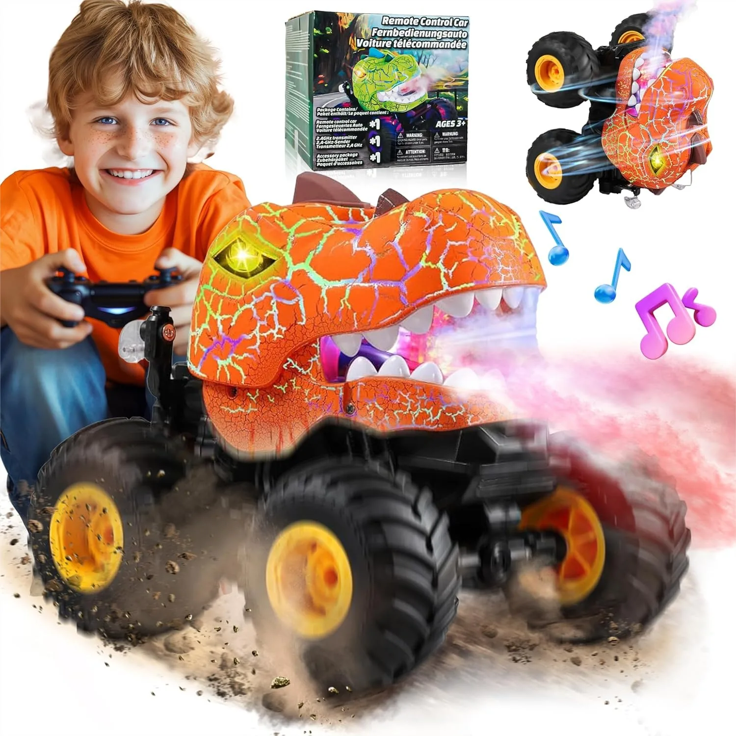 Remote Control Monster Truck With Spray Light Music 360 Spins Drifting RC Car For Boys 4-7 Orange
Remote Control Monster Truck With Spray Light Music 360 Spins Drifting RC Car For Boys 4-7 Orange