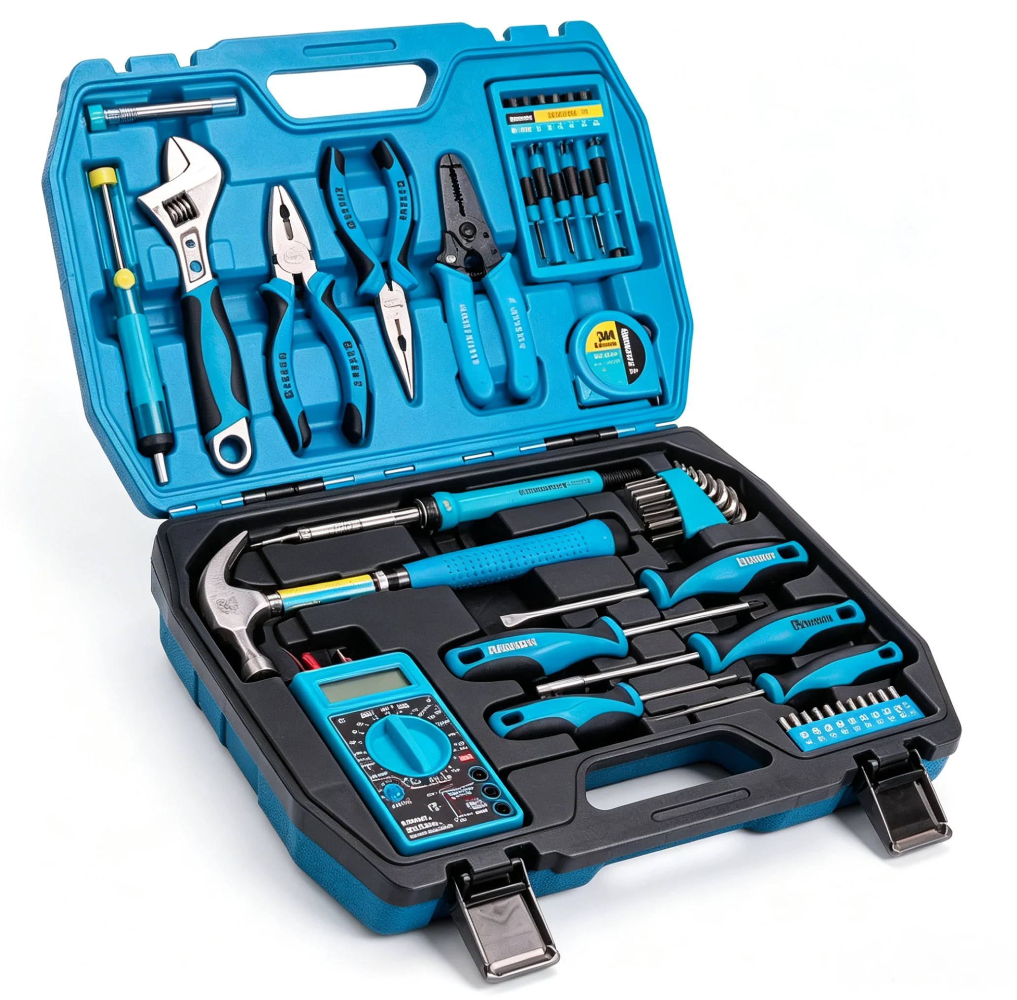 Multi-functional Household Tool Kit with Digital Multimeter Screwdriver Pliers Hammer Wrench Repair Hand Tool Set for Electricia
Multi-functional Household Tool Kit with Digital Multimeter Screwdriver Pliers Hammer Wrench Repair Hand Tool Set for Electricia