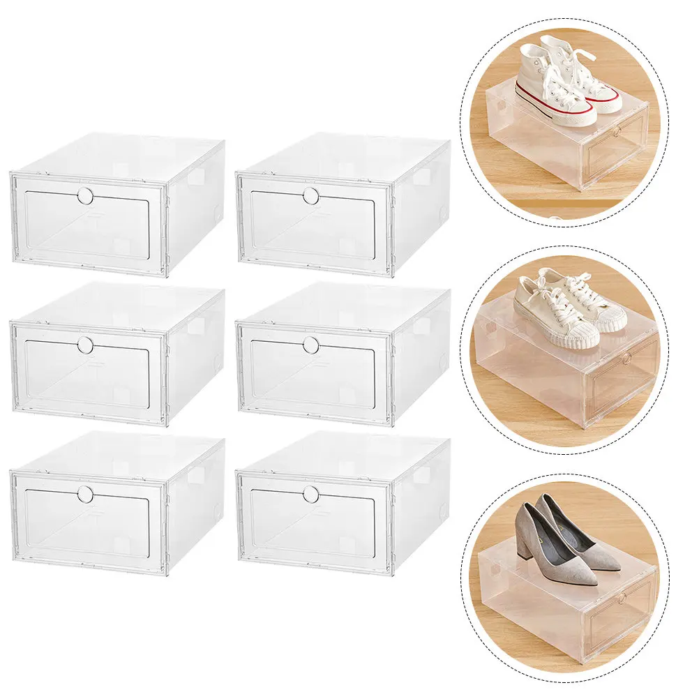 6Pcs Transparent Shoe Storage Box High Quality Eco Friendly Plastic Large Capacity Visual Design Easy Find Shoes Quick Access
6Pcs Transparent Shoe Storage Box High Quality Eco Friendly Plastic Large Capacity Visual Design Easy Find Shoes Quick Access