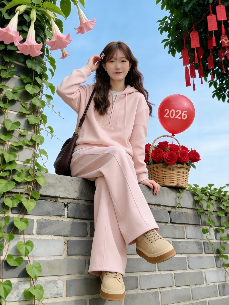 Pink Fleece Lined Sweatshirt And Pants Set Women's Casual Sweet Style Two Piece Suit for Winter Comfortable Loose Fit High Waist
Pink Fleece Lined Sweatshirt And Pants Set Women's Casual Sweet Style Two Piece Suit for Winter Comfortable Loose Fit High Waist