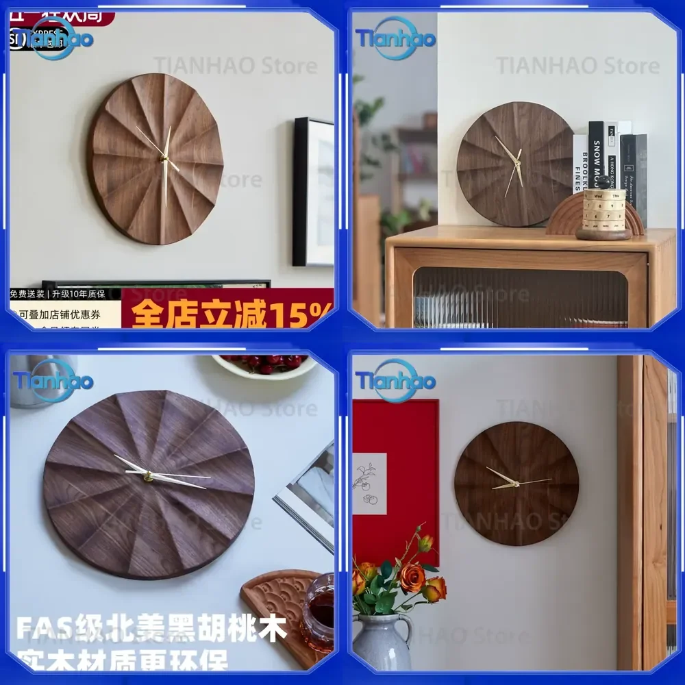 Silent Quartz Wall Clock for Black Walnut Solid Wood Living Room Home Decor Creative Simple Antique Style Clock
Silent Quartz Wall Clock for Black Walnut Solid Wood Living Room Home Decor Creative Simple Antique Style Clock