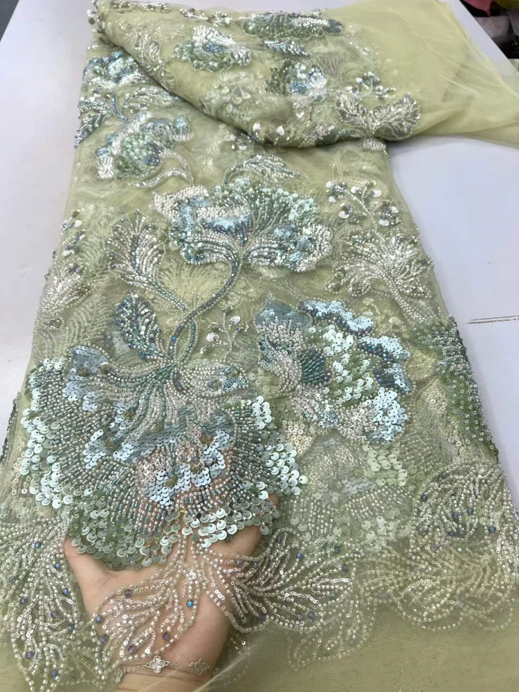 Luxury African Groom Beaded Lace Fabric High Quality Sequins Lace Fabric French Nigerian Party Dress Lace Fabric For Sewing
Luxury African Groom Beaded Lace Fabric High Quality Sequins Lace Fabric French Nigerian Party Dress Lace Fabric For Sewing
