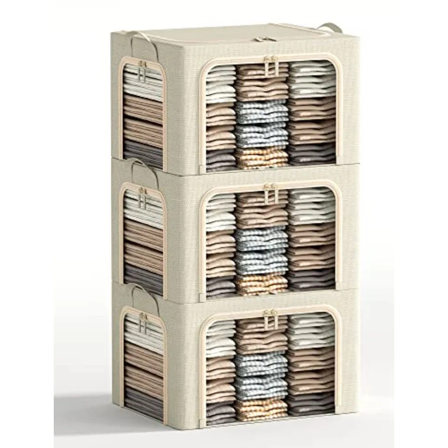 3 Opeings Large Clothes Storage Bins with Metal Frame, Foldable Storage Bin for Clothes, Clothing Storage Bins with Lid, Linen
3 Opeings Large Clothes Storage Bins with Metal Frame, Foldable Storage Bin for Clothes, Clothing Storage Bins with Lid, Linen