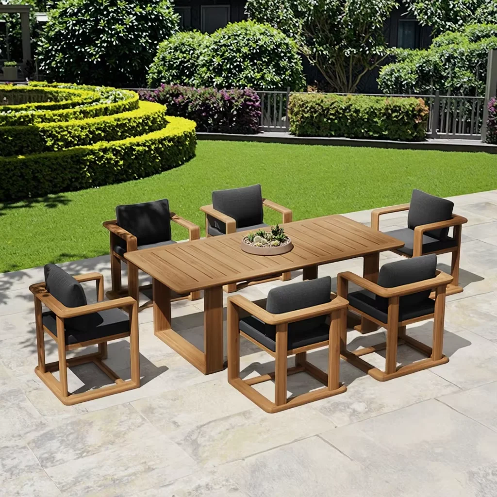 6 people Luxury Outdoor Dining Set Patio Furniture Set Villa Garden Outdoor Table And Chairs Wooden Furniture Table Set
6 people Luxury Outdoor Dining Set Patio Furniture Set Villa Garden Outdoor Table And Chairs Wooden Furniture Table Set