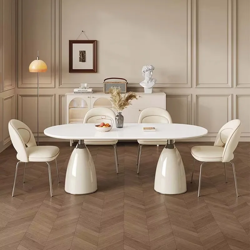 Vintage White Luxury Table Unique Oval Metal Design Nordic Dining Table Restaurant Kitchen Mesas Restaurante Modern Furniture
Vintage White Luxury Table Unique Oval Metal Design Nordic Dining Table Restaurant Kitchen Mesas Restaurante Modern Furniture