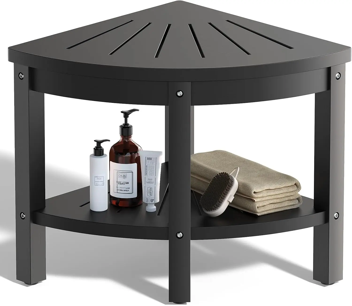 17.7" Corner Shower Stool with Storage, Adjustable Height, 400LBS Capacity, Non-Slip Feet, Easy Assembly, Black
17.7" Corner Shower Stool with Storage, Adjustable Height, 400LBS Capacity, Non-Slip Feet, Easy Assembly, Black
