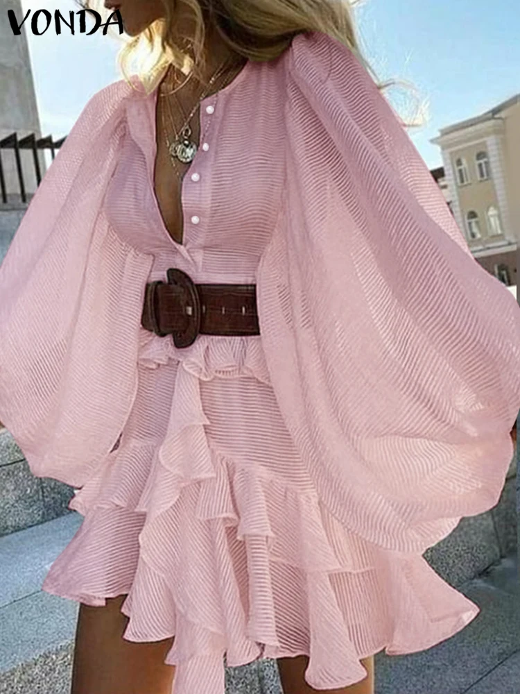 VONDA Women Ruffled Dress 2025 Casual Solid Color Sundress Bohemian Multi-layer Ruffle Robe Loose Beach Lantern Sleeve Dress
VONDA Women Ruffled Dress 2025 Casual Solid Color Sundress Bohemian Multi-layer Ruffle Robe Loose Beach Lantern Sleeve Dress