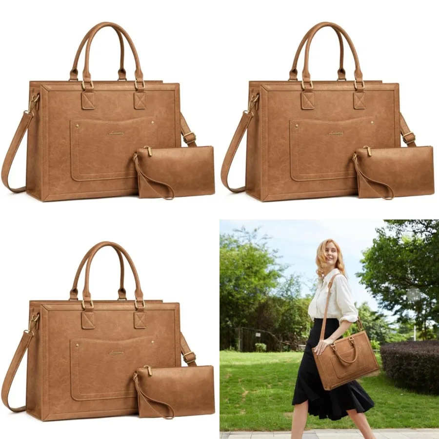 Laptop Tote Bag for Women, Work Bags, Vtage Leather Tote Bag, Waterproof Computer Bags with Clutch Purse, Large Capacity Messen
Laptop Tote Bag for Women, Work Bags, Vtage Leather Tote Bag, Waterproof Computer Bags with Clutch Purse, Large Capacity Messen