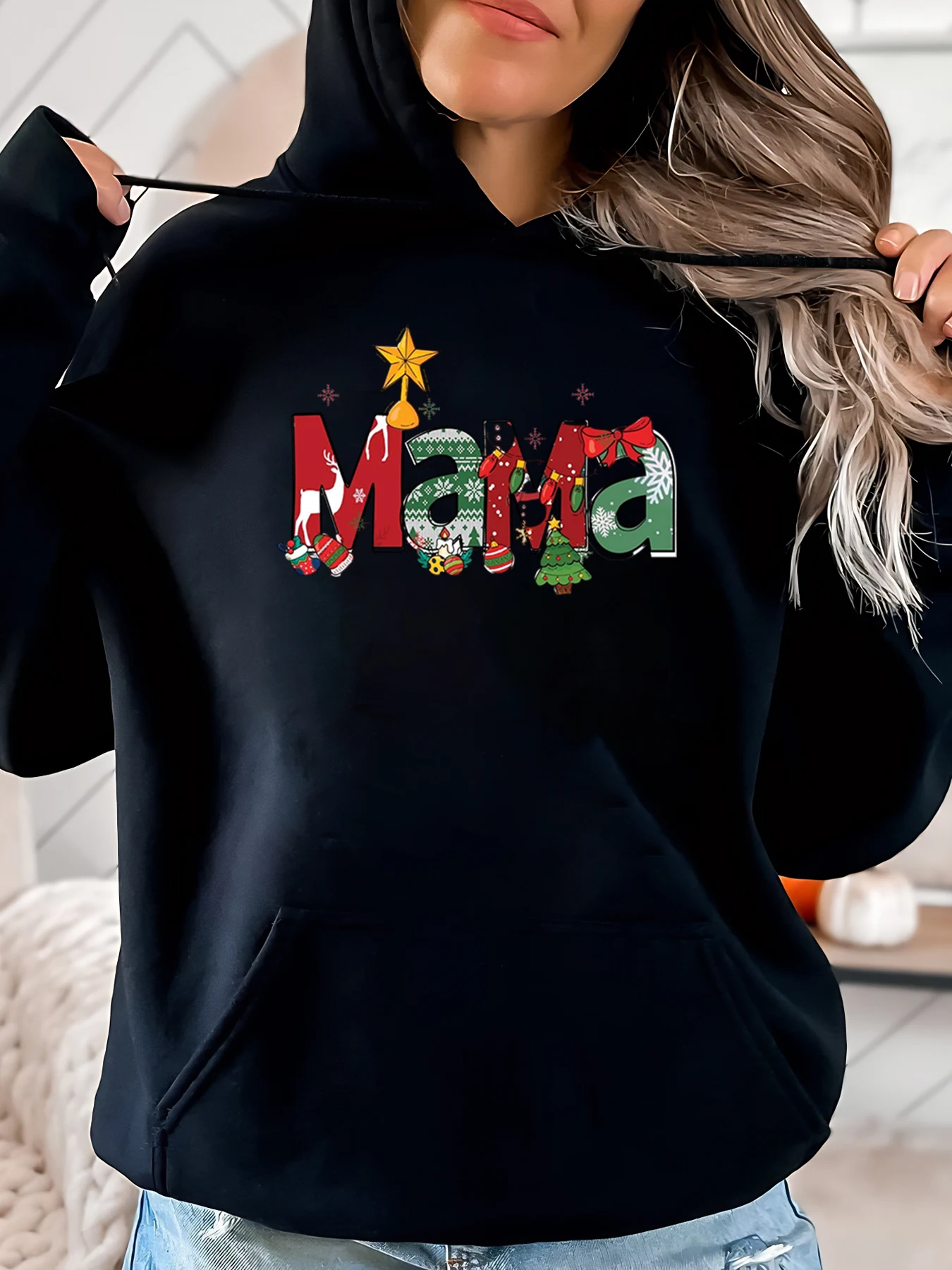 Рождественская толстовка с принтом Mama, праздничная женская повседневная одежда, черная, больших размеров
Рождественская толстовка с принтом Mama, праздничная женская повседневная одежда, черная, больших размеров