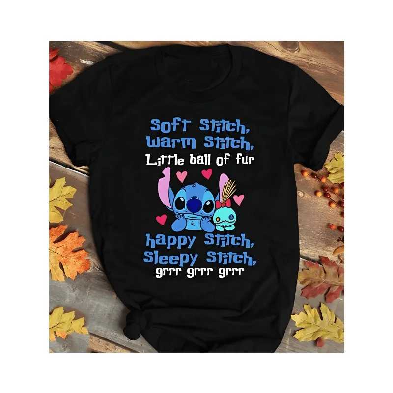 Disney Stitch Soft Happy Printed T-shirt for Men and Women Casual T-shirt Black Comfortable Cute Fun Women Round Neck T-shirt
Disney Stitch Soft Happy Printed T-shirt for Men and Women Casual T-shirt Black Comfortable Cute Fun Women Round Neck T-shirt