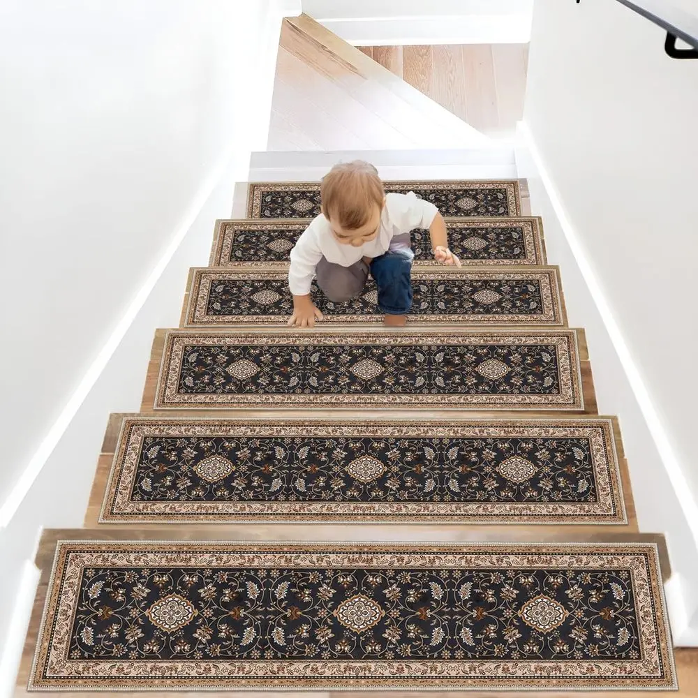 Anti-Slip Stair Treads, Rubber-Backed, 8x28, Set of 15, Washable Black Mats for Indoor Wooden Steps, Safe and Decorative for Kid
Anti-Slip Stair Treads, Rubber-Backed, 8x28, Set of 15, Washable Black Mats for Indoor Wooden Steps, Safe and Decorative for Kid