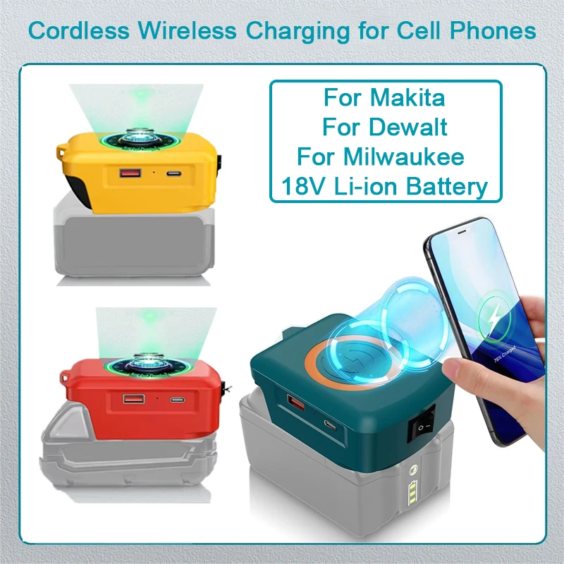 For Makita/Dewalt/Milwaukee 18V Li-ion Battery Wireless Phone Charger USB Adapter With Type-C Charge Port Portable Power Bank
For Makita/Dewalt/Milwaukee 18V Li-ion Battery Wireless Phone Charger USB Adapter With Type-C Charge Port Portable Power Bank