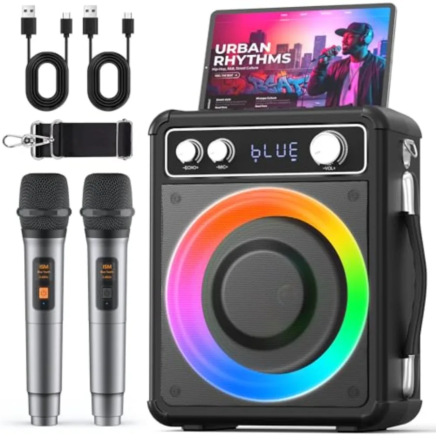 Karaoke Machine with 2 Wireless Microphones, Portable Bluetooth Speaker for Adults,PA Systems Support TWS Echo Adjust TF USB AU
Karaoke Machine with 2 Wireless Microphones, Portable Bluetooth Speaker for Adults,PA Systems Support TWS Echo Adjust TF USB AU