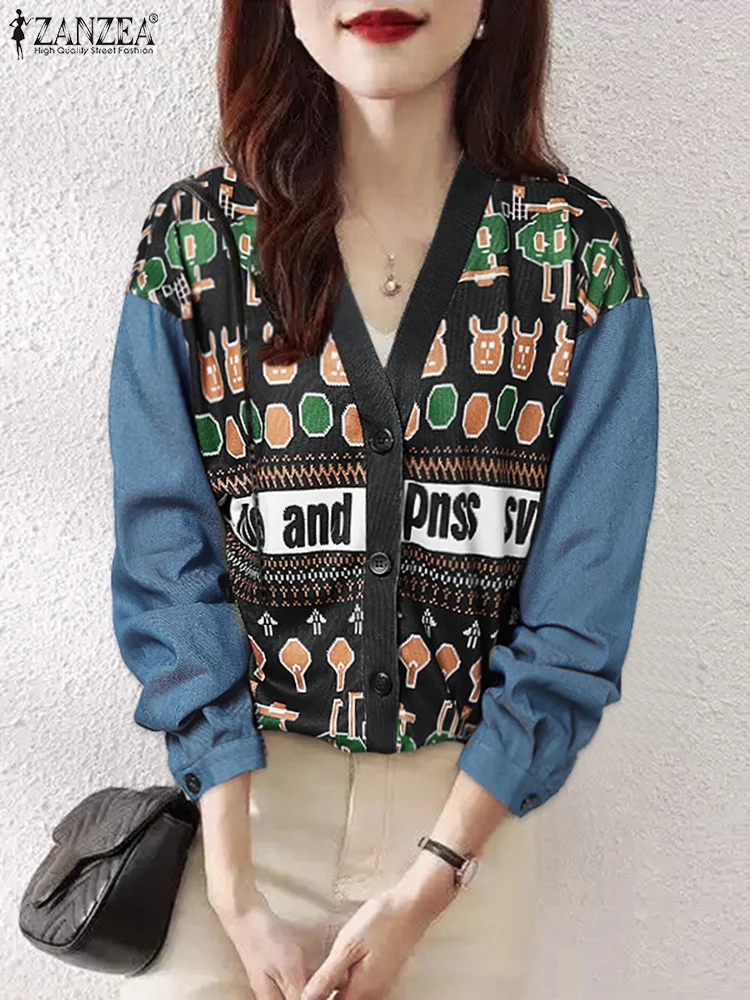 ZANZEA V Neck 2025 Spring Autumn Women's Shirts Patchwork Button Up Casual Long Sleeve Cardigan Tops Streetwear Printed Camisas
ZANZEA V Neck 2025 Spring Autumn Women's Shirts Patchwork Button Up Casual Long Sleeve Cardigan Tops Streetwear Printed Camisas