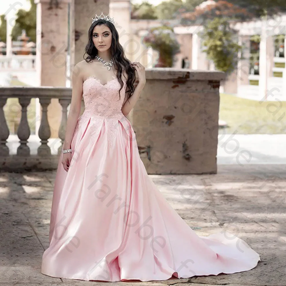 Customized Pink Long Evening Dresses Princess Satin Applique with Diamond Sweetheart A-Line Backless Floor Length Formal Ball
Customized Pink Long Evening Dresses Princess Satin Applique with Diamond Sweetheart A-Line Backless Floor Length Formal Ball
