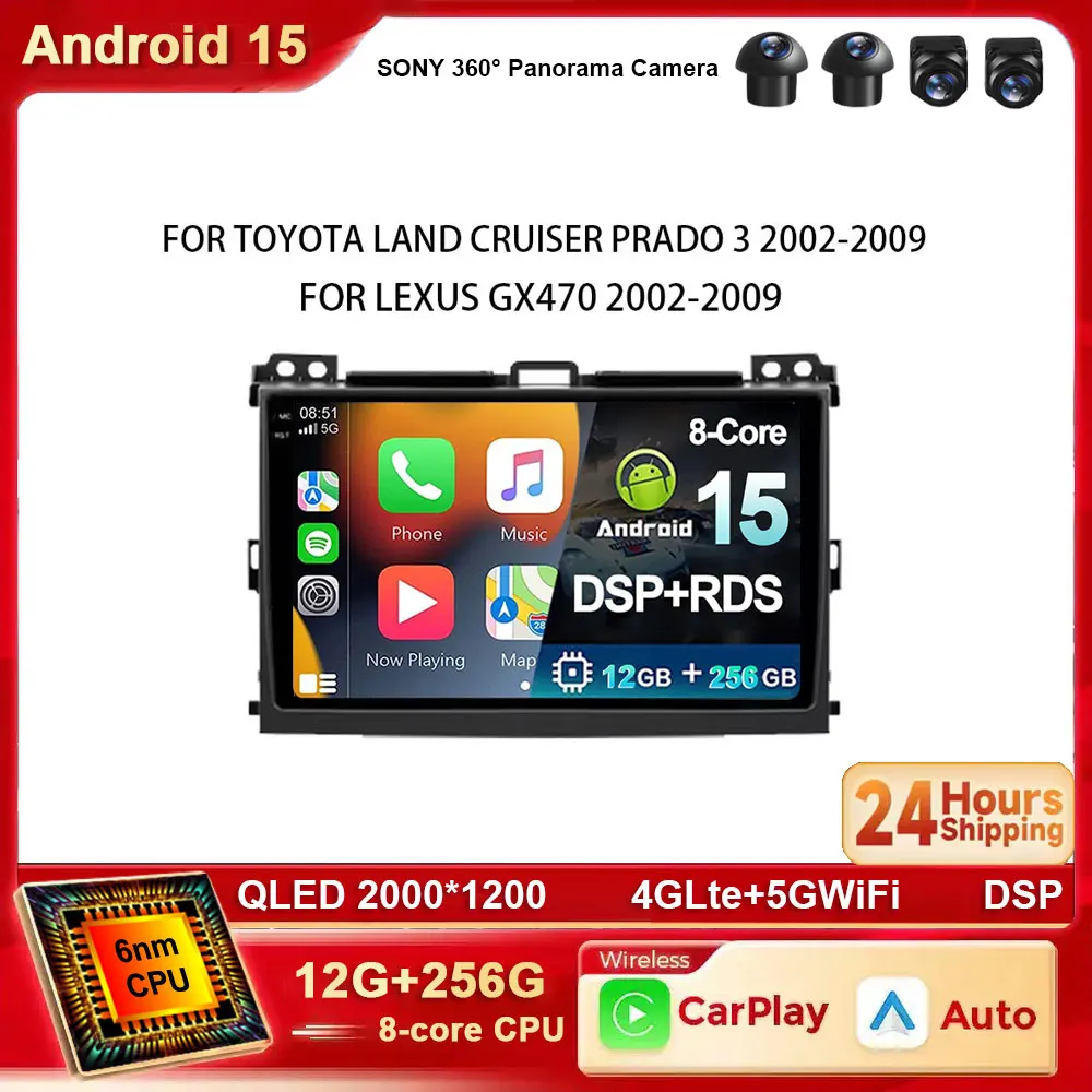 Android 15 для Toyota Land Cruiser Prado 120 3 III для Lexus GX470 GX 470 J120 2002-2009 автомобильный радиоприемник мультимедийный видеоплеер
Android 15 для Toyota Land Cruiser Prado 120 3 III для Lexus GX470 GX 470 J120 2002-2009 автомобильный радиоприемник мультимедийный видеоплеер