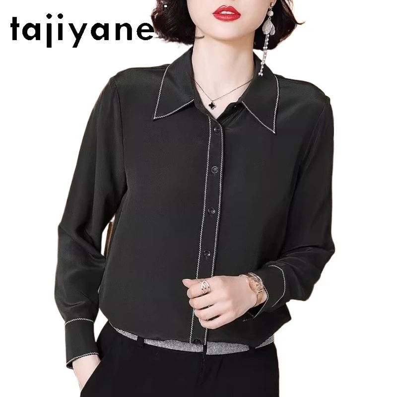 TAJIYANE 100% Mulberry Silk Shirt Woman Elegant Lapel Green Blouse New in Spring Tops High Quality Women Clothing 2026 camisas
TAJIYANE 100% Mulberry Silk Shirt Woman Elegant Lapel Green Blouse New in Spring Tops High Quality Women Clothing 2026 camisas