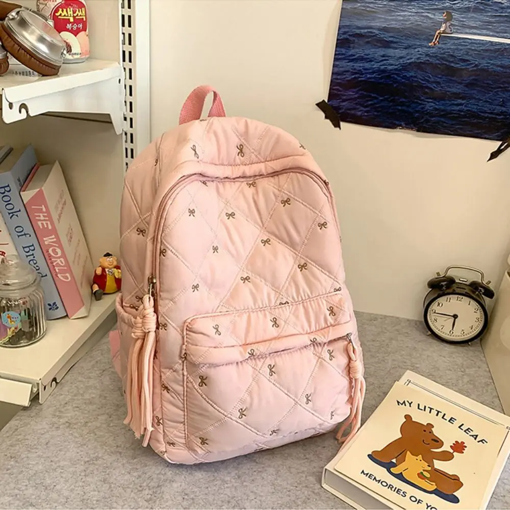 Cute Preppy Style Embroidered Bow Backpack Bownot Embroidery Nylon Backpack Polyester Large Capacity Students School Bag Daily
Cute Preppy Style Embroidered Bow Backpack Bownot Embroidery Nylon Backpack Polyester Large Capacity Students School Bag Daily