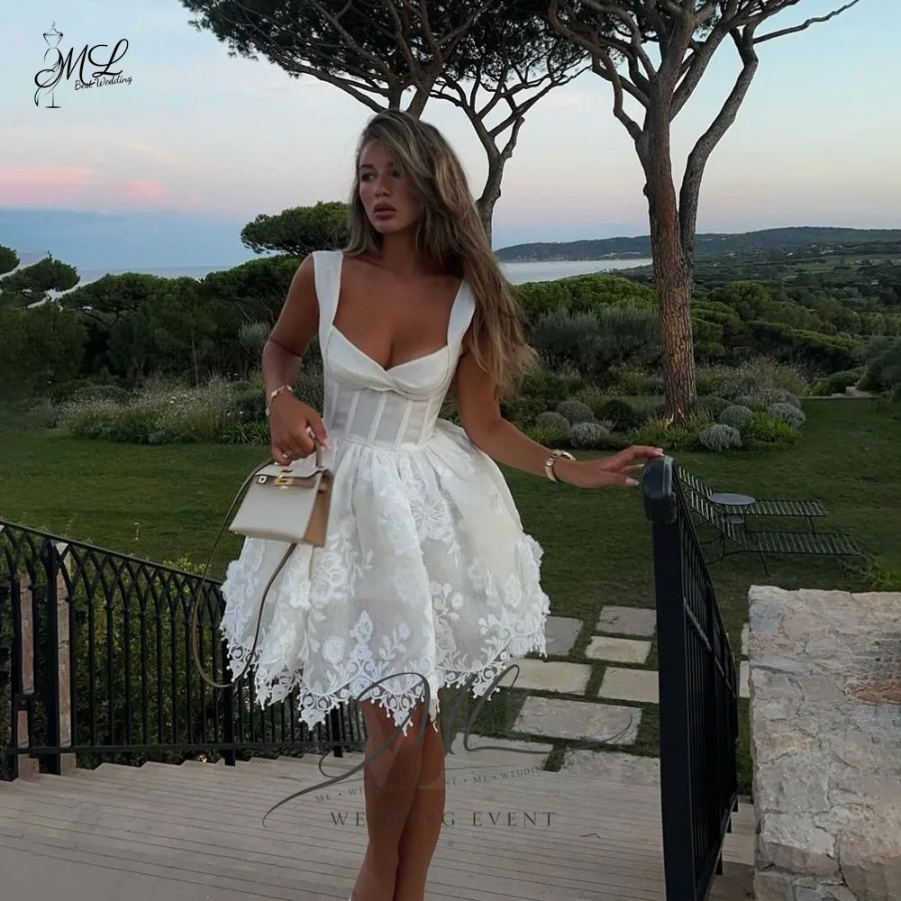 ML ML Graceful White Satin Wedding Gowns Sweetheart Above Knee Prom Dress A Line Appliques Pleated Vestidos De Fiesta Customized
ML ML Graceful White Satin Wedding Gowns Sweetheart Above Knee Prom Dress A Line Appliques Pleated Vestidos De Fiesta Customized