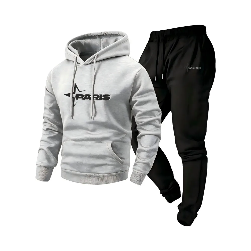 Heavy duty fleece men's hooded set - one set of thick, fashionable printed loose hoodie, ankle tied pants
Heavy duty fleece men's hooded set - one set of thick, fashionable printed loose hoodie, ankle tied pants