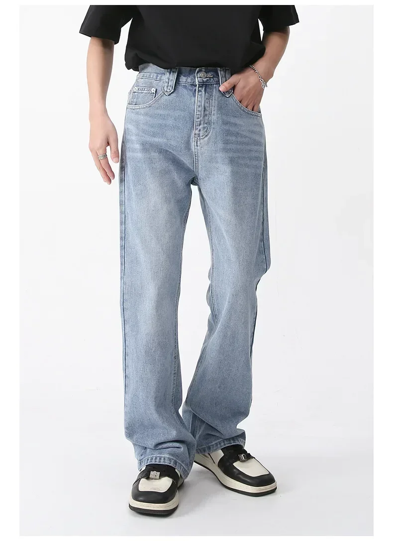 Jeans Flare Pant Men Long Denim Pants High Elastic Waist Straight Trousers Button Pocket Splice Casual Regular Autumn 2024
Jeans Flare Pant Men Long Denim Pants High Elastic Waist Straight Trousers Button Pocket Splice Casual Regular Autumn 2024
