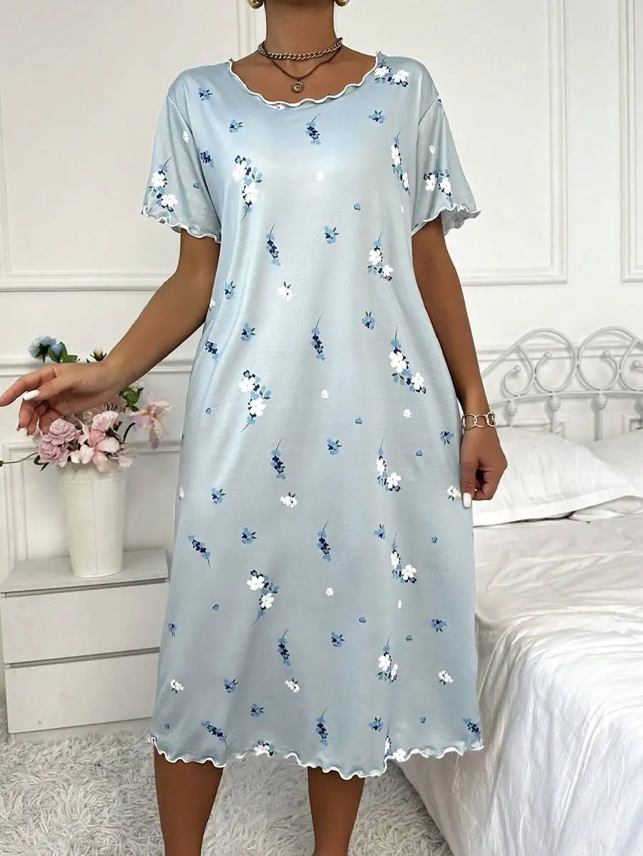 Floral Print Short Sleeve Nightgown Babydoll Style For Women Summer
Floral Print Short Sleeve Nightgown Babydoll Style For Women Summer